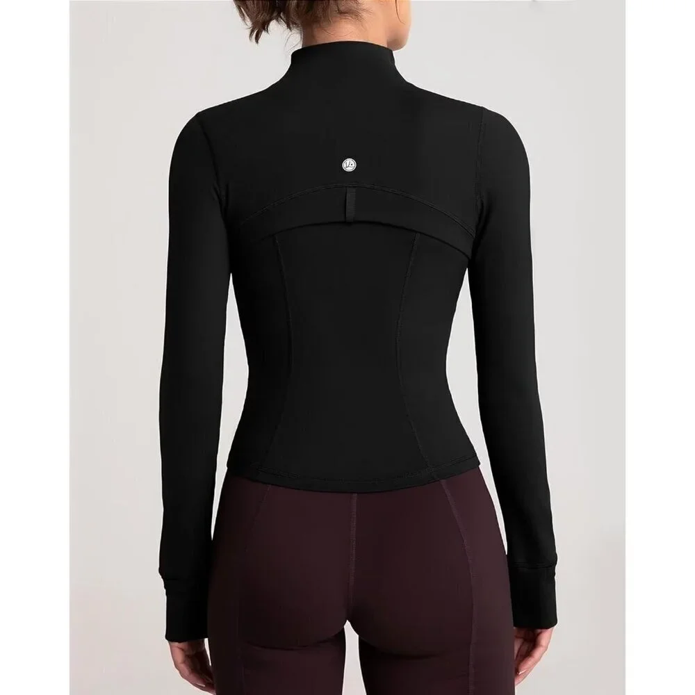 Brand New Women Black Polyamide Zip-Up BBL Fit Workout Running Yoga Jacket - Picture 2 of 6